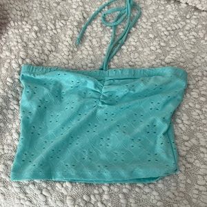 Bright blue forever 21 halter neck crop top
